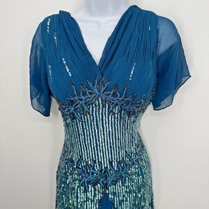 Vintage Interlude California Silk Beaded Dress Asymmetric embellishment flowy
